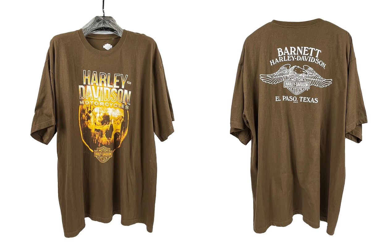 เสื้อยืดแขนสั้น H-D ลายกระโหลก #04 สีน้ำตาล 3XL