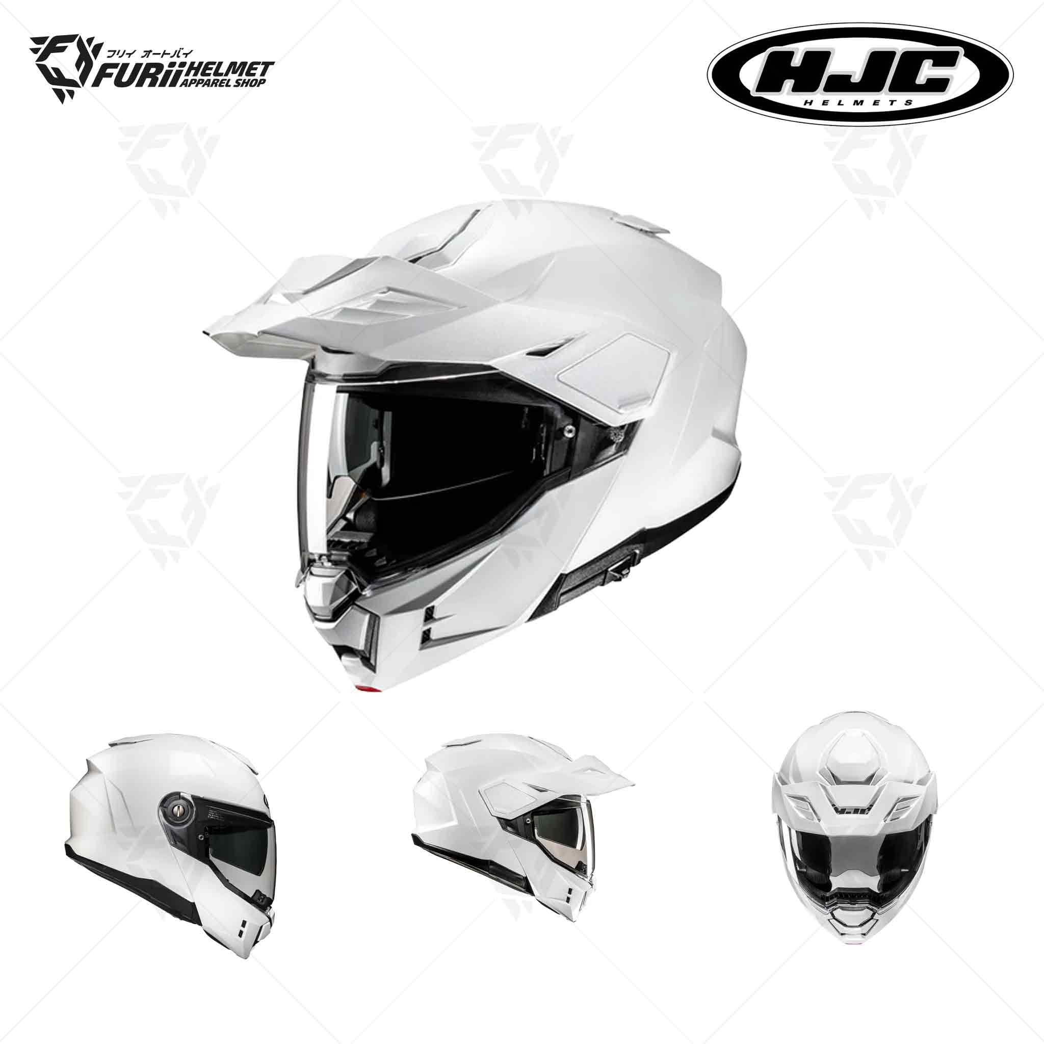 หมวกกันน็อค HJC I80 Dual Sport Modular PEARL WHITE สีขาว ผิวเงา (มี มอก.)