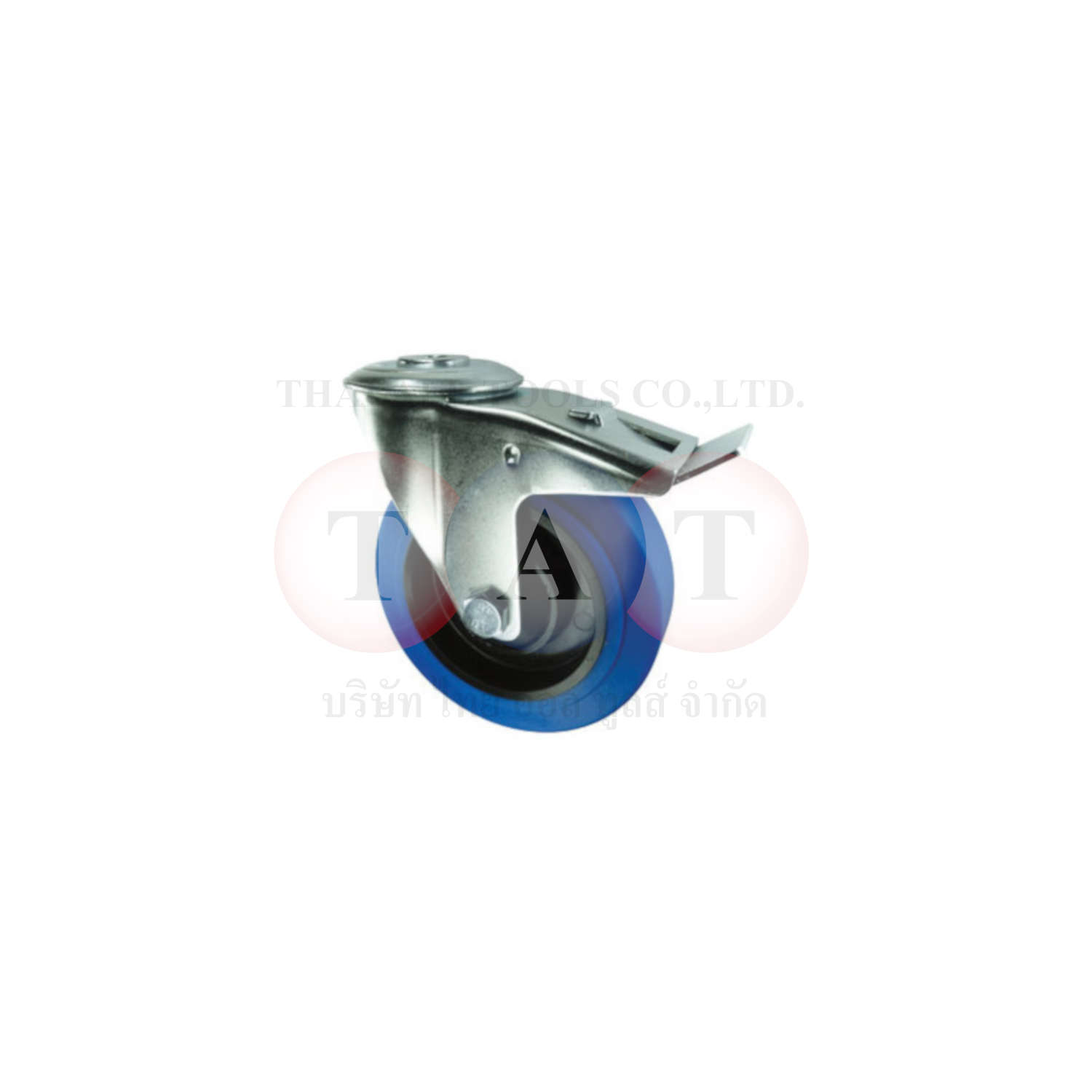 Atlas Workholders.BRAKED SWIVEL PLATE 160mm BLUE RUBBER TYRE