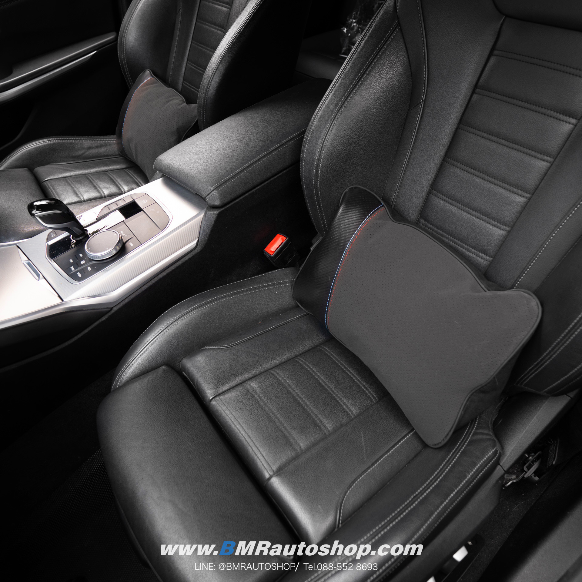 หมอนรองเอว หมอนรองหลัง รุ่น IN232 กำมะหยี่+PU ลายคาร์บอน