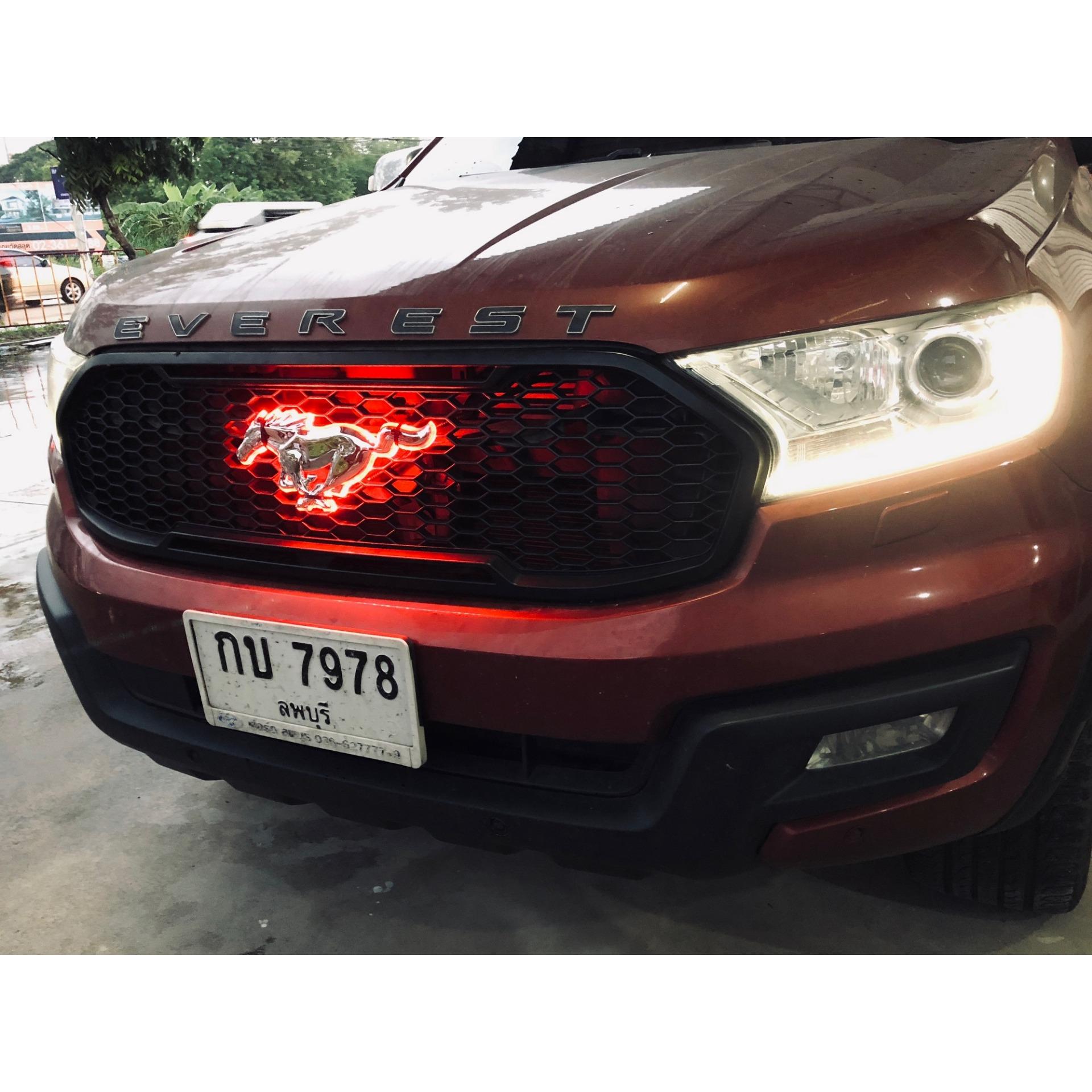 กระจังหน้ามัสแตง Everest 2018 ม้าไฟ LED สีแดง