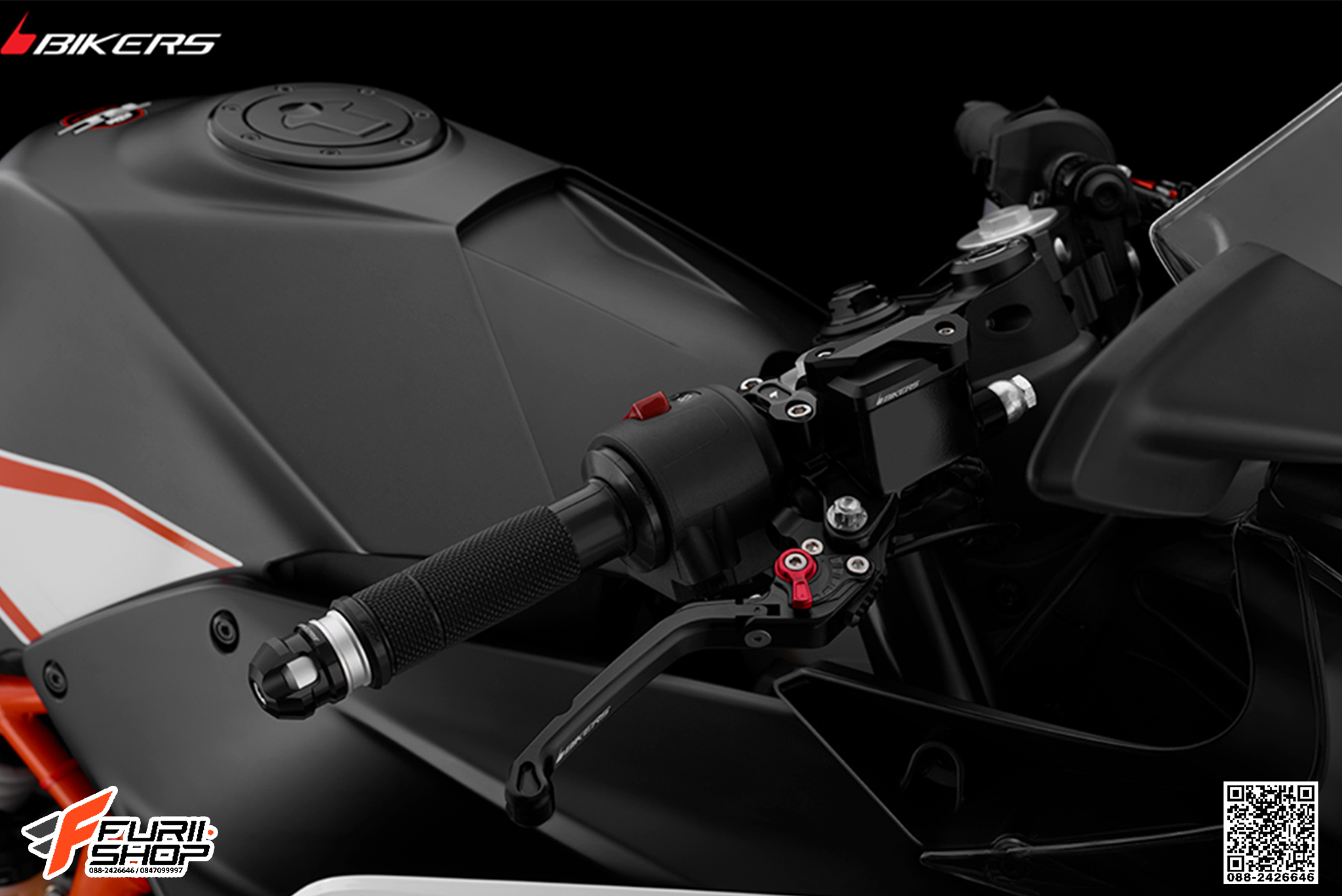 มือเบรกหน้าปรับระดับพับได้ BIKERS สีดำ FOR KTM RC390