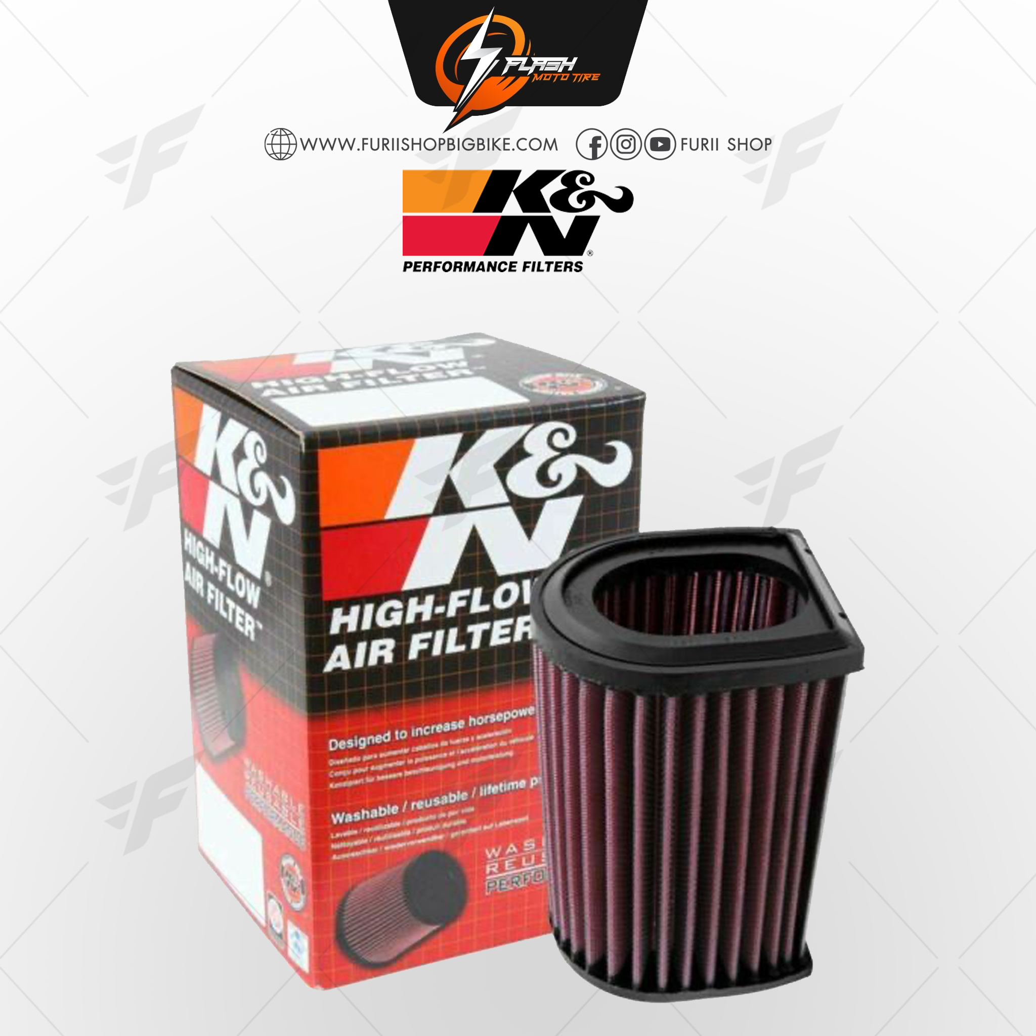 กรองอากาศ K&N สำหรับ YAMAHA