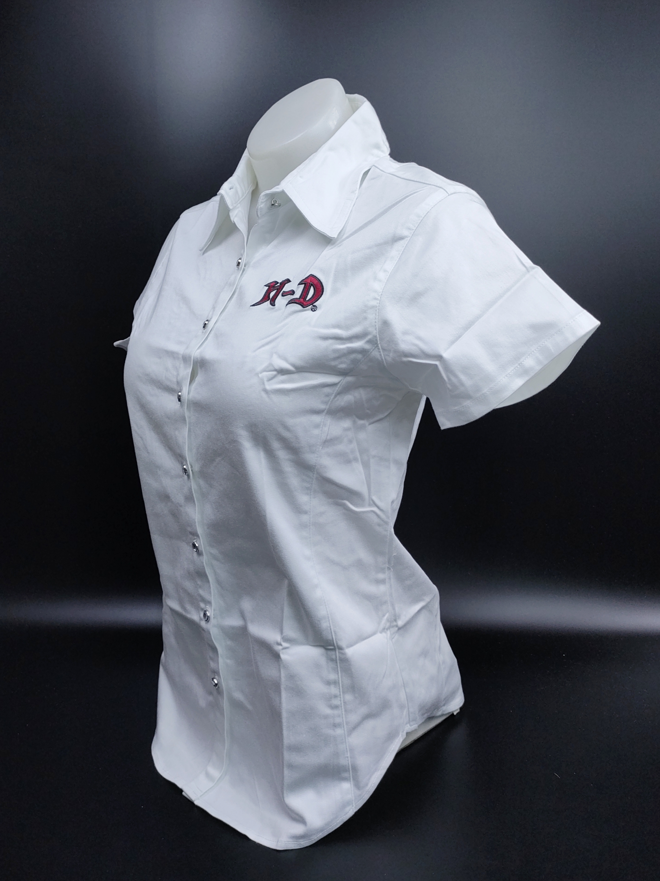 เสื้อ Shirt H-D Woman แขนสั้น ปักลาย ตัวหนังสือปีกดำแดง ไซส์ S