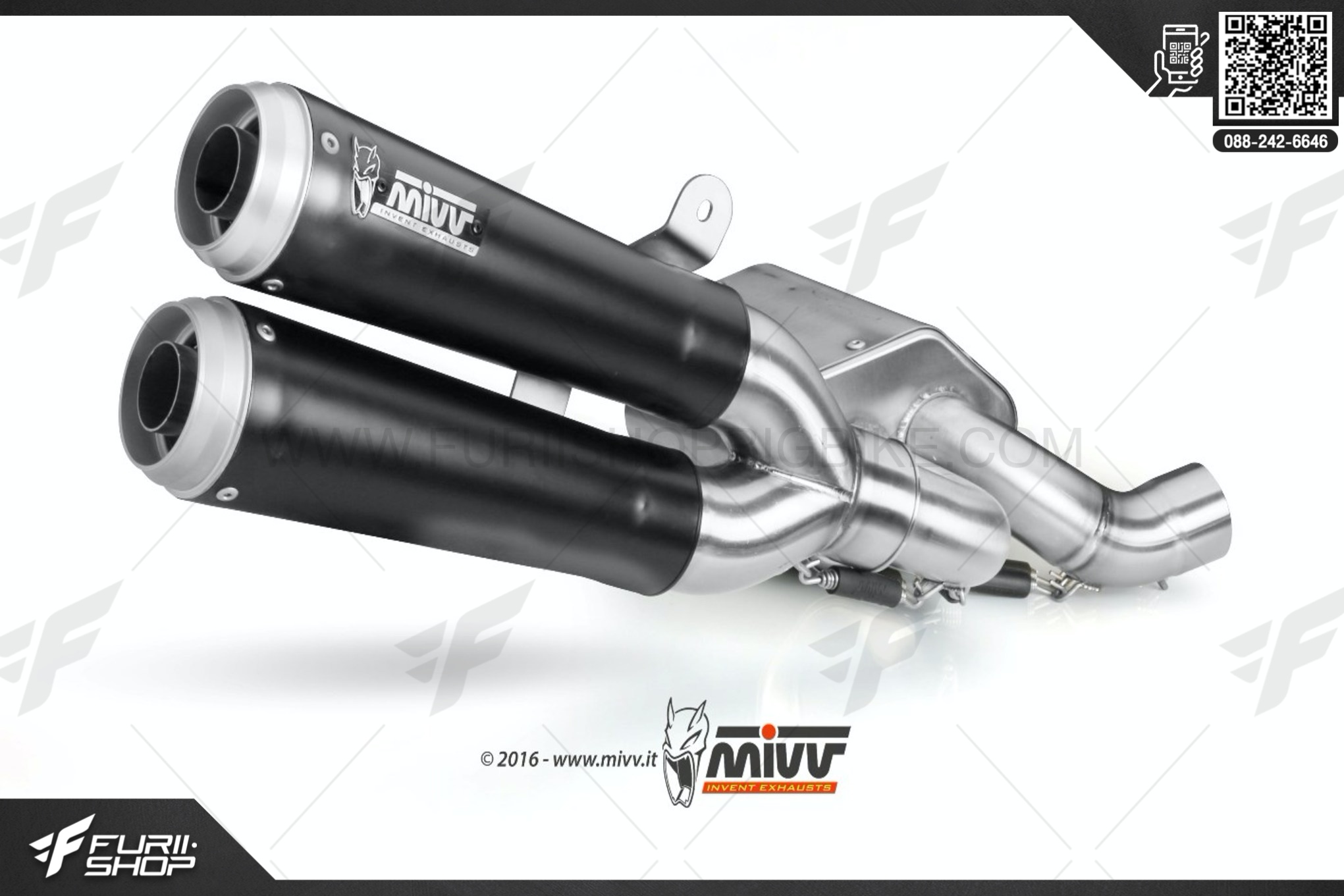 ท่อมอเตอร์ไซค์ MIVV FOR DUCATI SCRAMBLER 800 2015-2016 2 SLIP-ON X-CONE INOX NERO CERAMICO/CERAMIC BLACK ST. STEEL ท่อแต่ง ท่อสูตร ท่อบิ๊กไบค์ ท่อBigbike ท่อไอเสีย