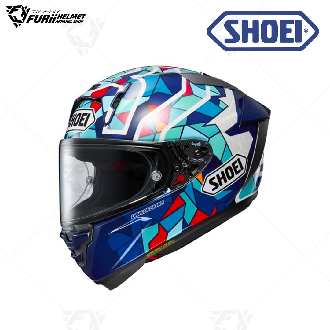 หมวกกันน็อค Shoei : X-FIFTEEN MARQUEZ BCN TC-10 BLUE/GREEN