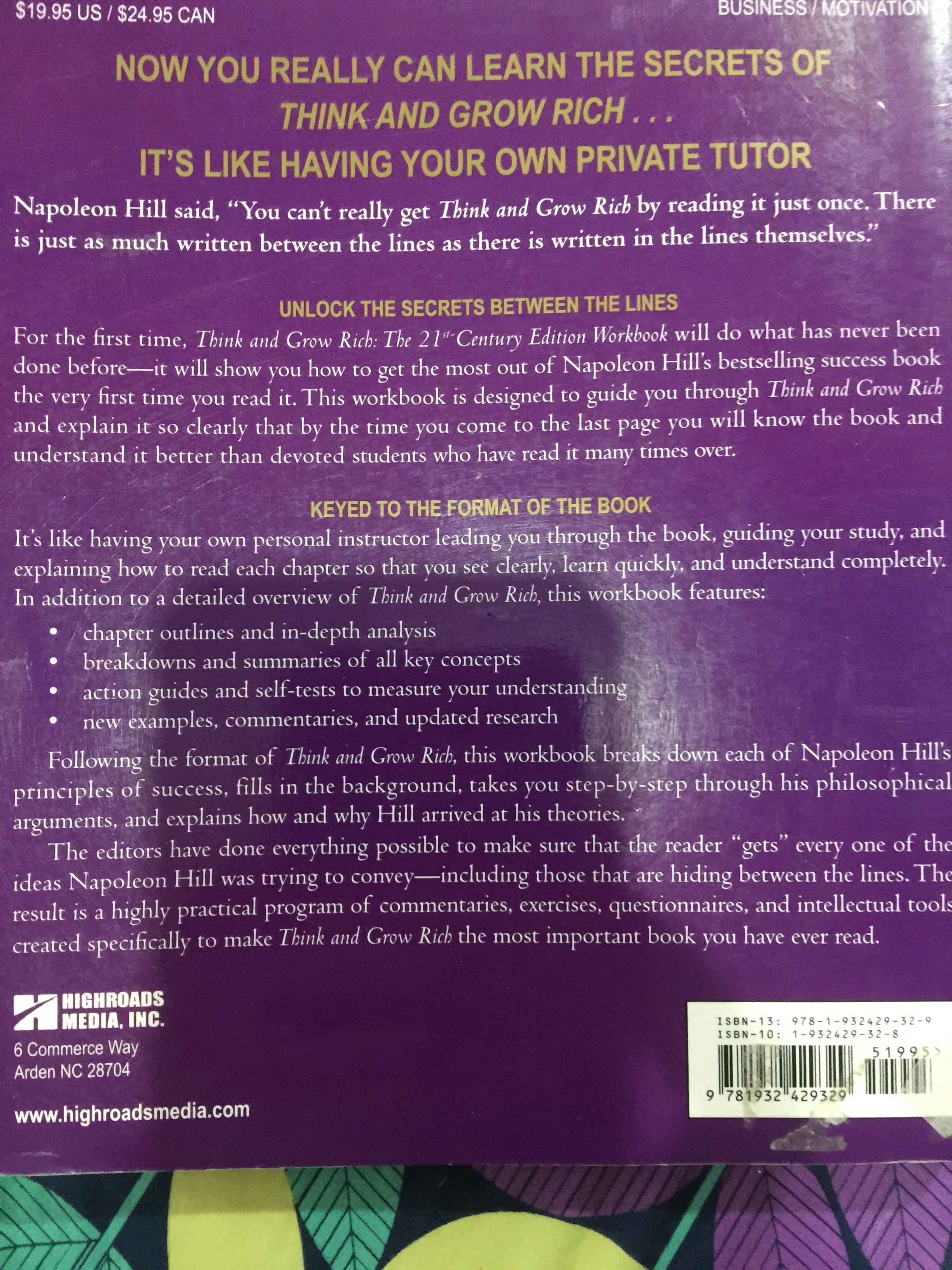 THINK & GROW RICH WORKBOOK ผู้เขียน Napoleon Hill 0 กก.