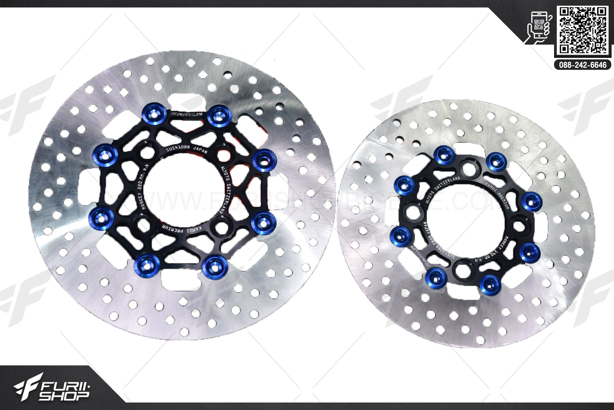 จานดิสก์หน้า+หลัง 220+190mm.POWER-SLOT V。4 SUS410BB From Japan Honda Monkey125