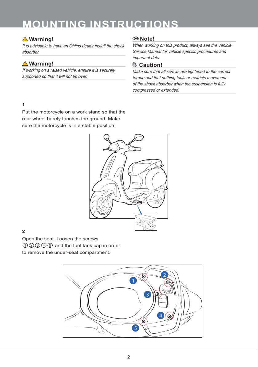 โช๊คหลังแต่ง Ohlins PI812 For Vespa Sprint 150 ABS ปี 2017-2024