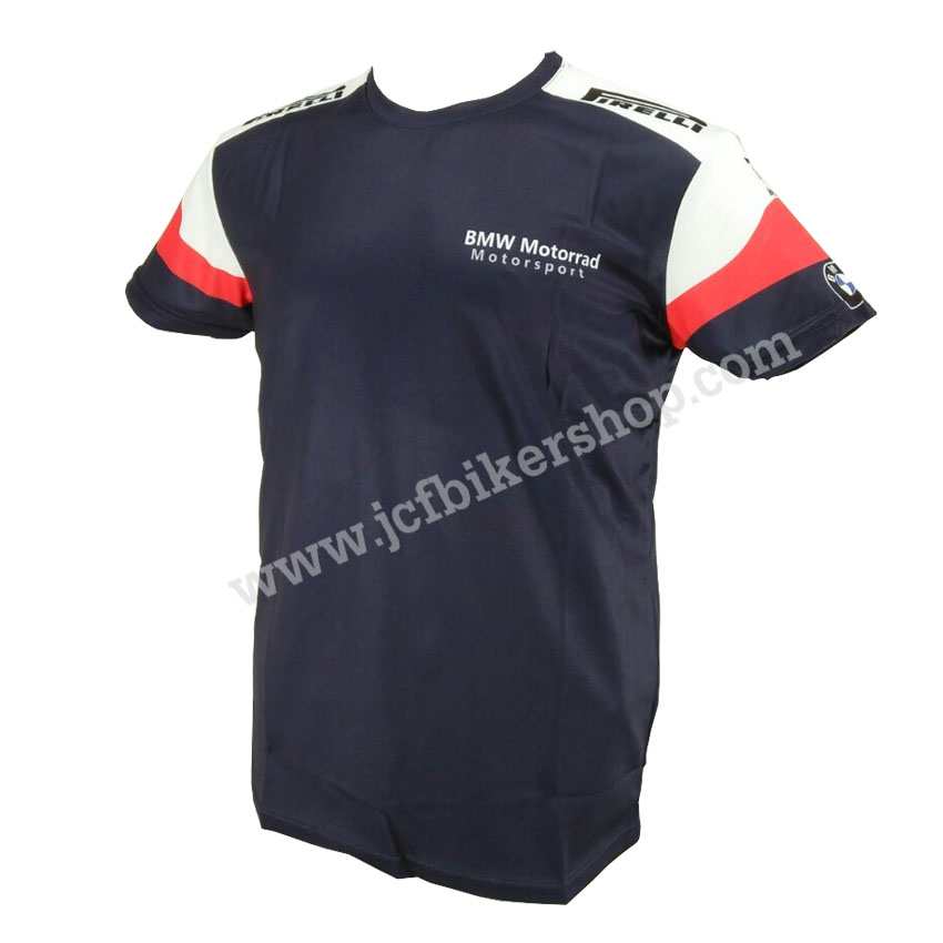 เสื้อยืดแขนสั้น BMW กลมไหล่ขาว T01 ผ้าแห้งเร็ว เนื้อผ้าไมโคไฟเบอร์ มีประสิทธิภาพในการซับเหงื่อสูง แห้งเร็ว