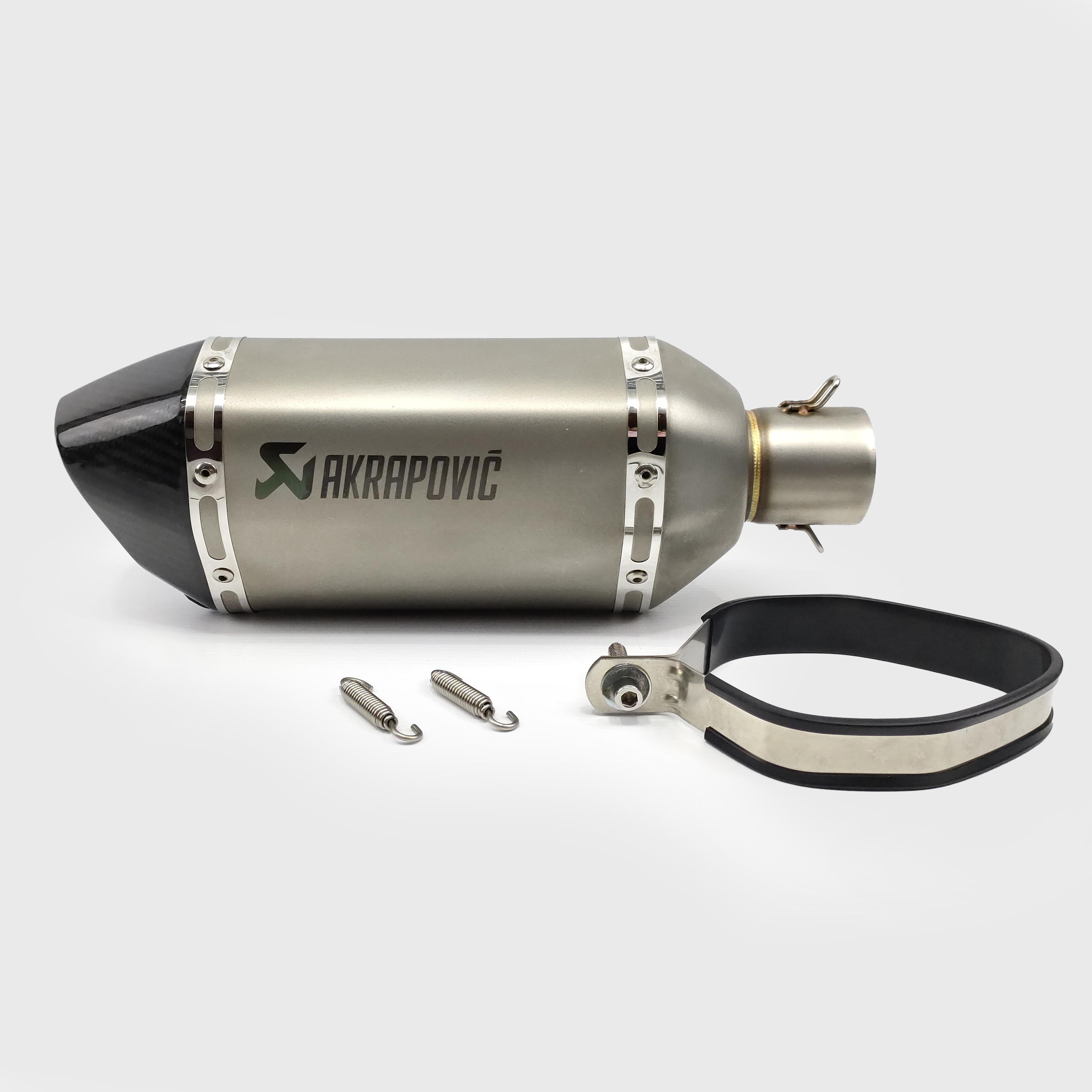 ปลายท่อสูตร ปลายท่อแต่ง Akrapovic สวมคอ 2 นิ้ว ยาว 14 นิ้ว ทรงอ้วนสั้นปลายคาร์บอน