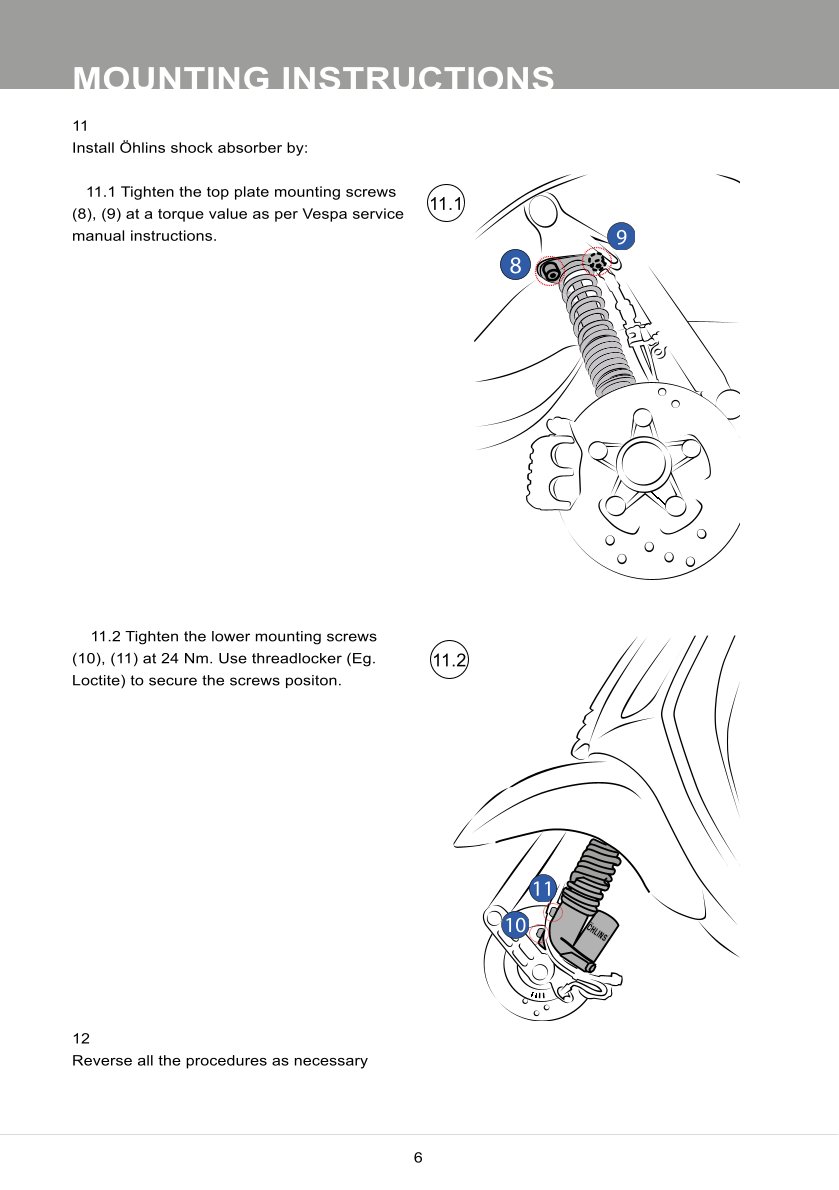 โช้คหน้า OHLINS PI801 For Vespa Sprint 150 ABS 2017-2024