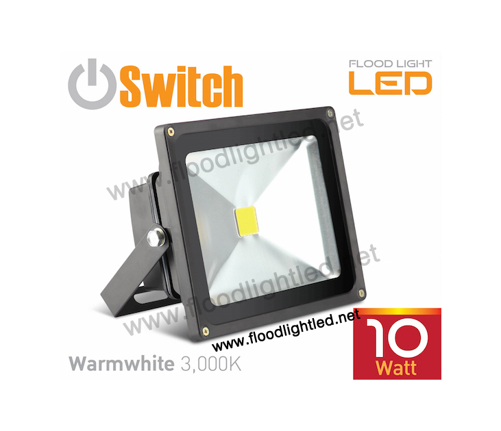 LED Flood Light 10w SWITCH แสงวอร์มไวท์ (แสงสีส้ม)