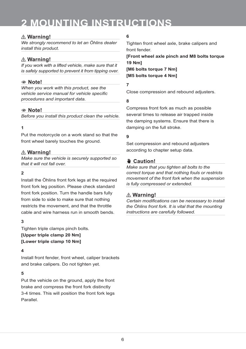 โช้คหน้า OHLINS FF521 FOR Universal Black All