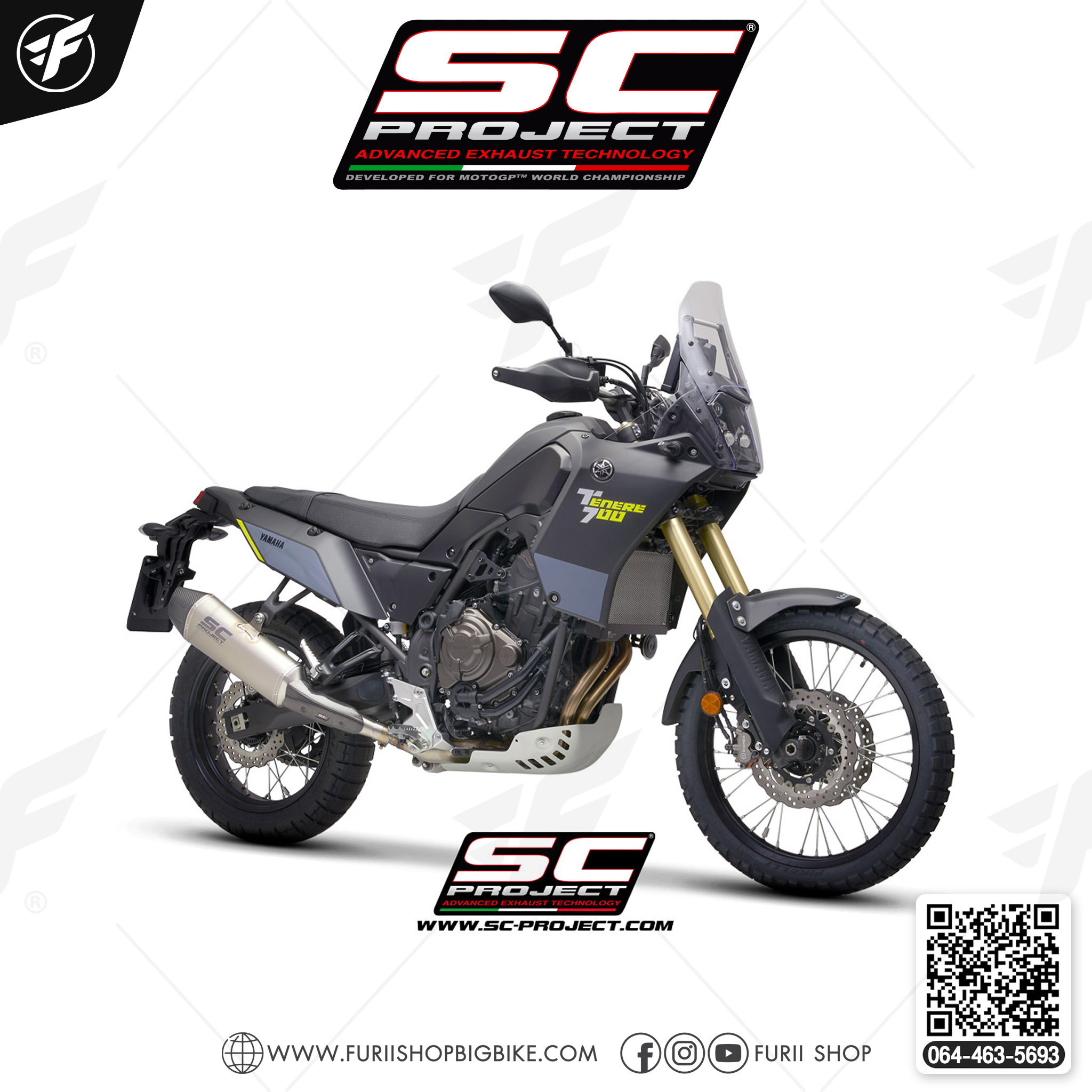 YAMAHA TENERE 700 (2019 - 2020) X-Plorer II Muffler, Titanium, with Carbon fiber end cap