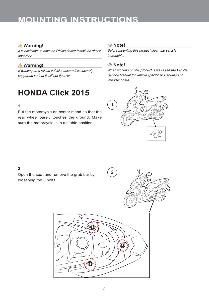 โช๊คหลังแต่ง Ohlins HO545 For Honda Click 125i ปี 2015-2017