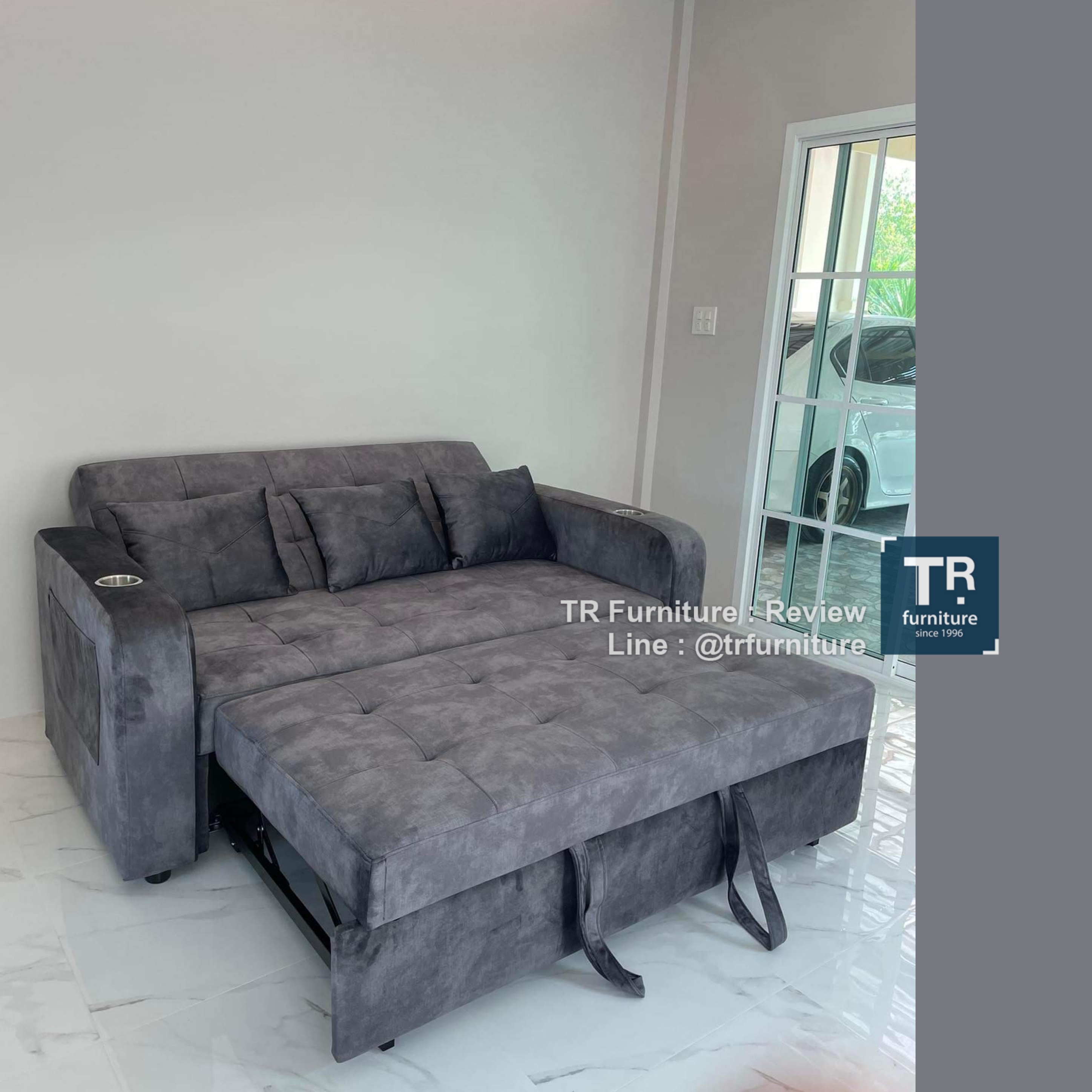 โซฟาเบด 1.8 ม. รุ่น Aurora สามารถปรับเอนนอน ดึงยืดเท้าได้