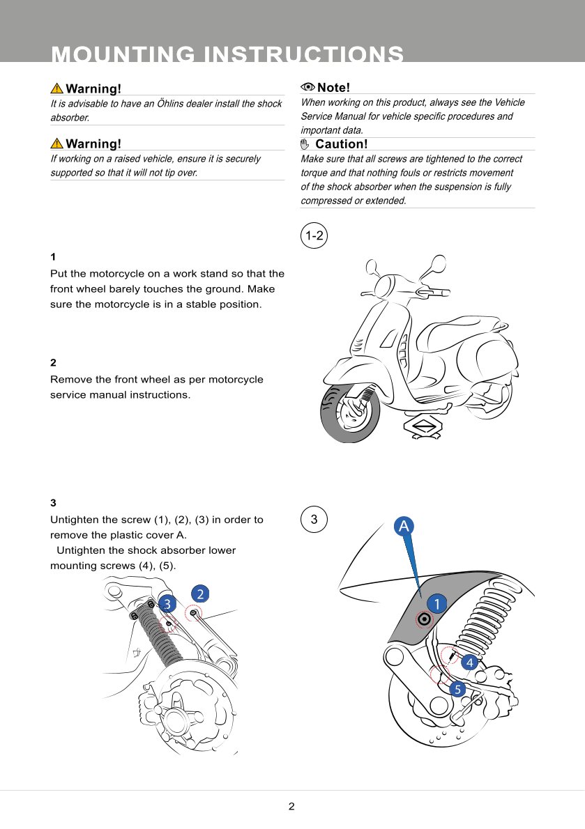 โช้คหน้า OHLINS PI901 For Vespa GTS150/GTS300 2019-2022