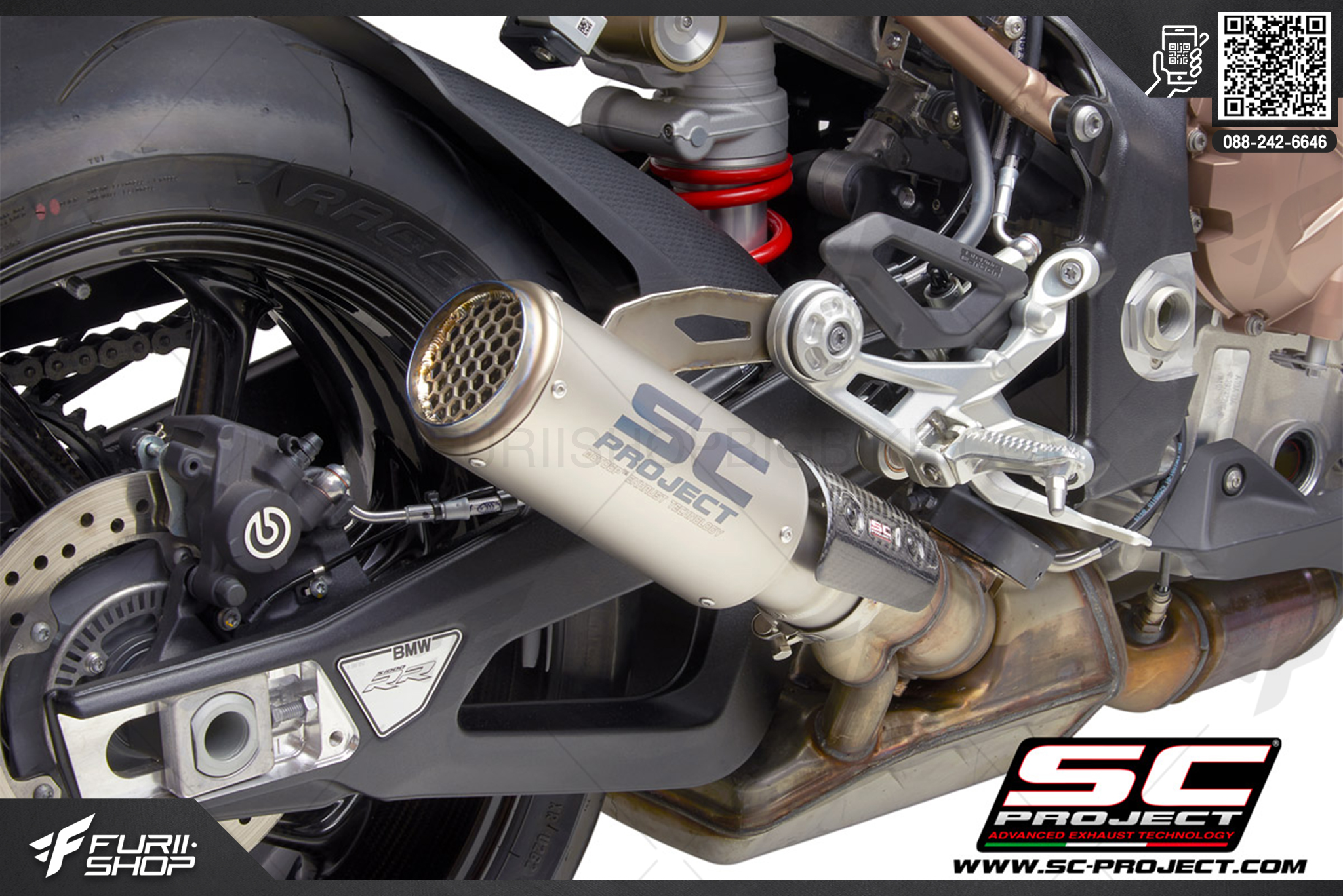ท่อมอเตอร์ไซค์ SC Projcet CR-T Muffler Titanium For BMW S1000RR 2020 ท่อแต่ง ท่อสูตร ท่อบิ๊กไบค์ ท่อBigbike ท่อไอเสีย
