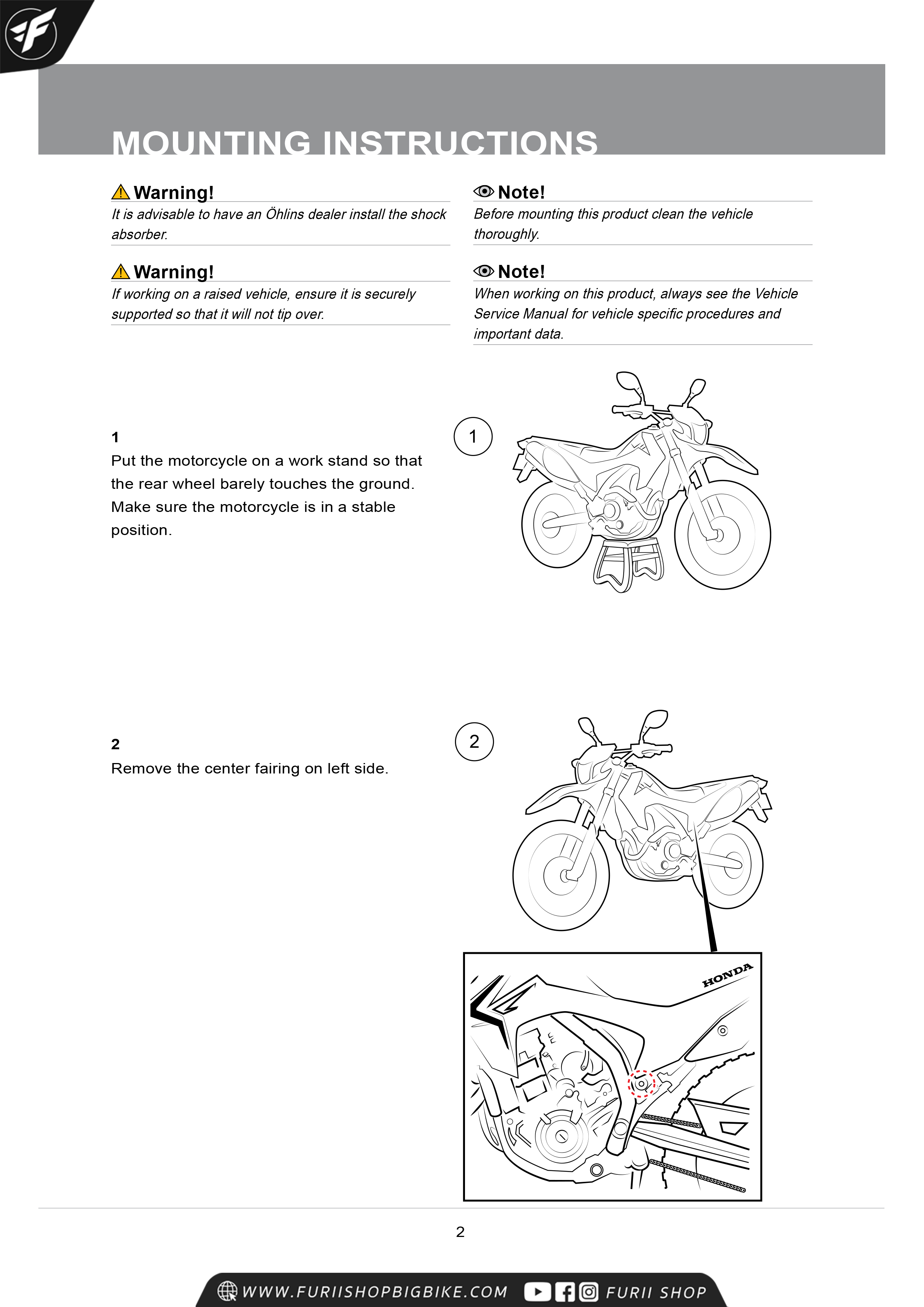 โช๊ค โช๊คแต่ง โช๊คมอเอตร์ไซค์ OHLINS HO429 FOR ฮอนด้า HONDA CRF250