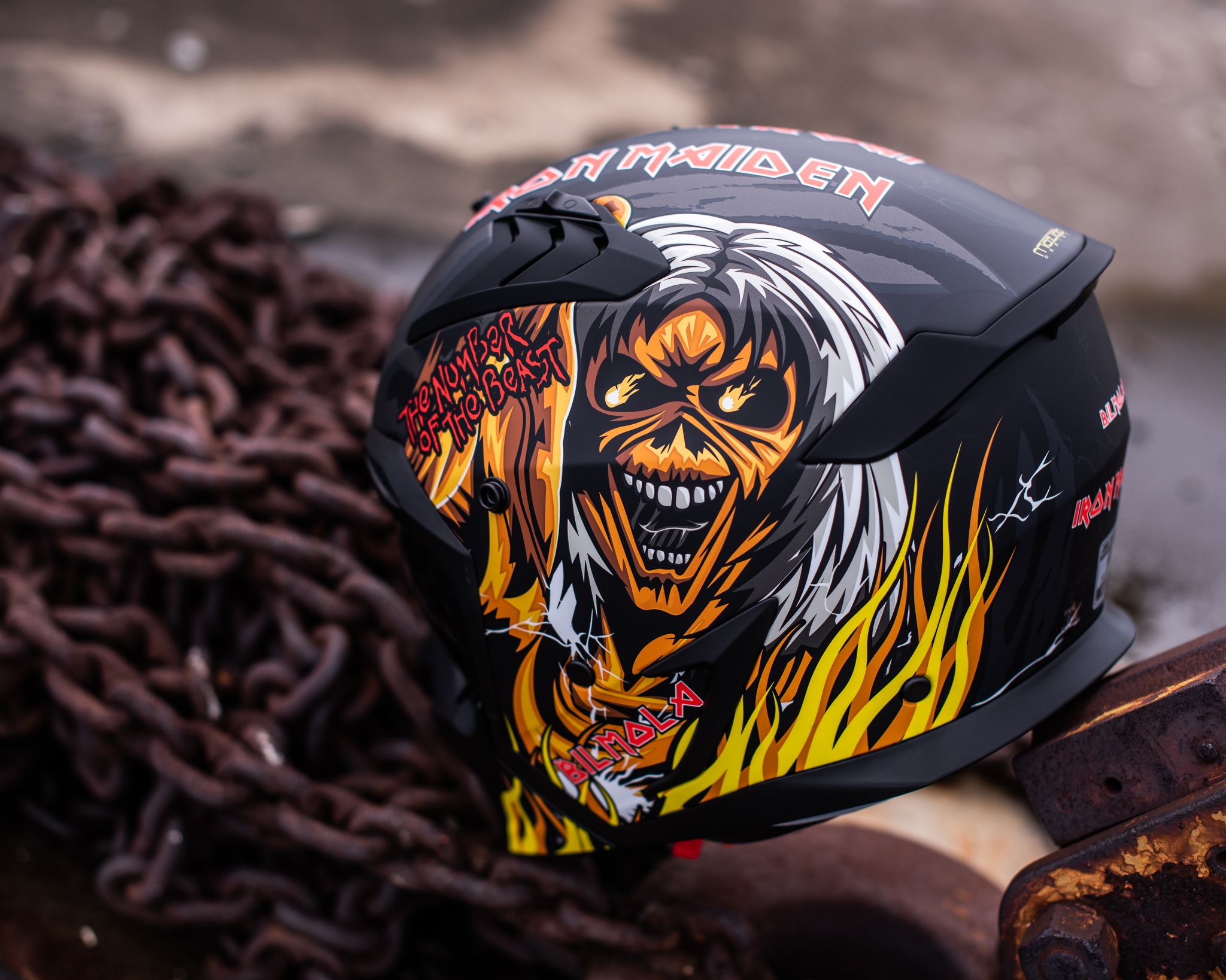 หมวกกันน็อคเต็มใบ Bilmola รุ่น SPIKER Iron Maiden LIMITED EDITION The Number of The Beast Back