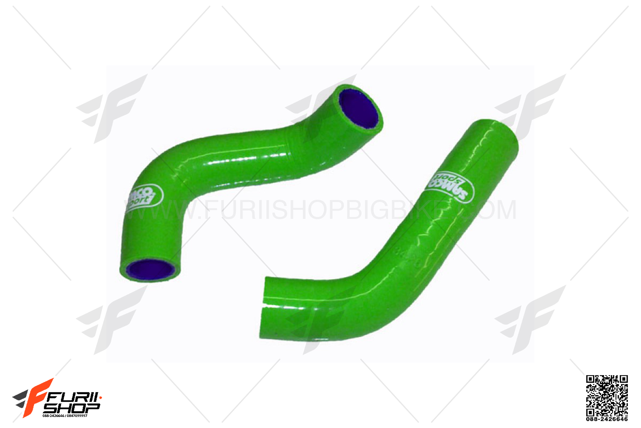 ท่อหม้อน้ำ ท่อมอเตอร์ไซค์ SAMCO SPORT สีเขียว FOR KAWASAKI ER6N ท่อแต่ง ท่อสูตร ท่อบิ๊กไบค์ ท่อBigbike ท่อไอเสีย เอ็กพอร์ต