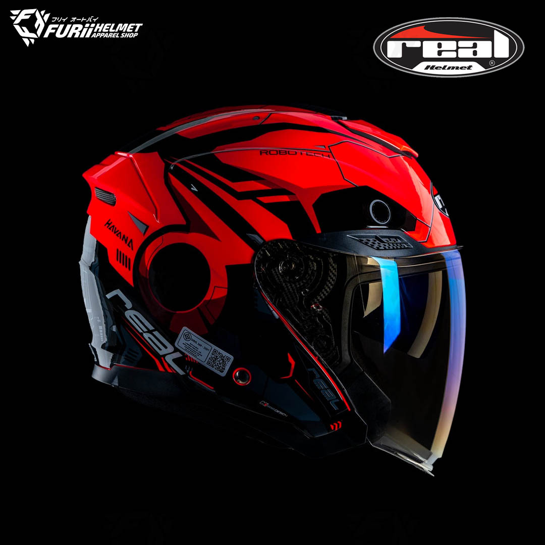 หมวกกันน็อค Real : HAVANA ROBOTECH BLACK/RED