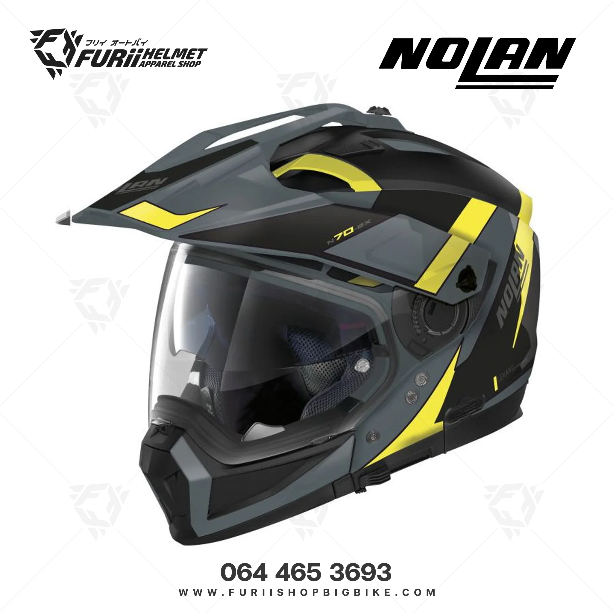 หมวกกันน็อค NOLAN Skyfall N-Com Slate Grey Yellow Black (58)