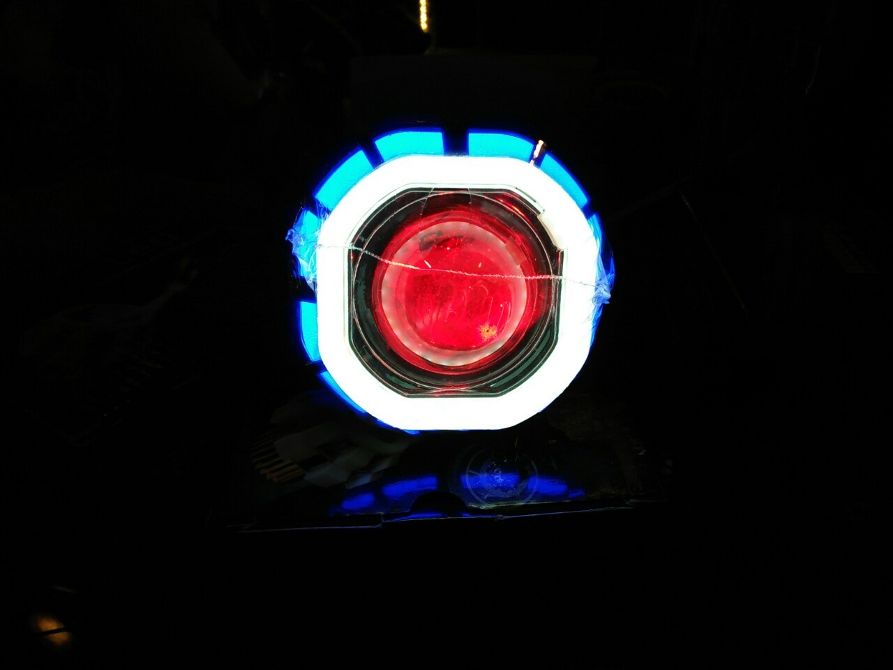 ไฟโปรเจคเตอร์มอเตอร์ไซค์ LED #V10 วงแหวน 2 ชั้น ทรงเหลี่ยม สามารถใช้ได้กับมอเตอร์ไซค์,บิ๊กไบค์,รถยนต์ ทุกรุ่น