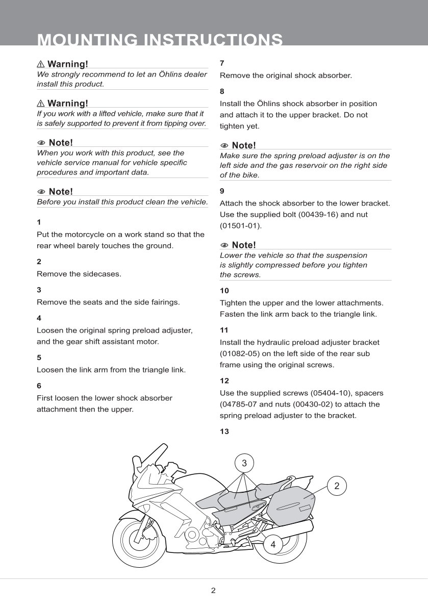 โช๊คหลังแต่ง Ohlins YA707 For Yamaha FJR 1300 ปี 2006-2012
