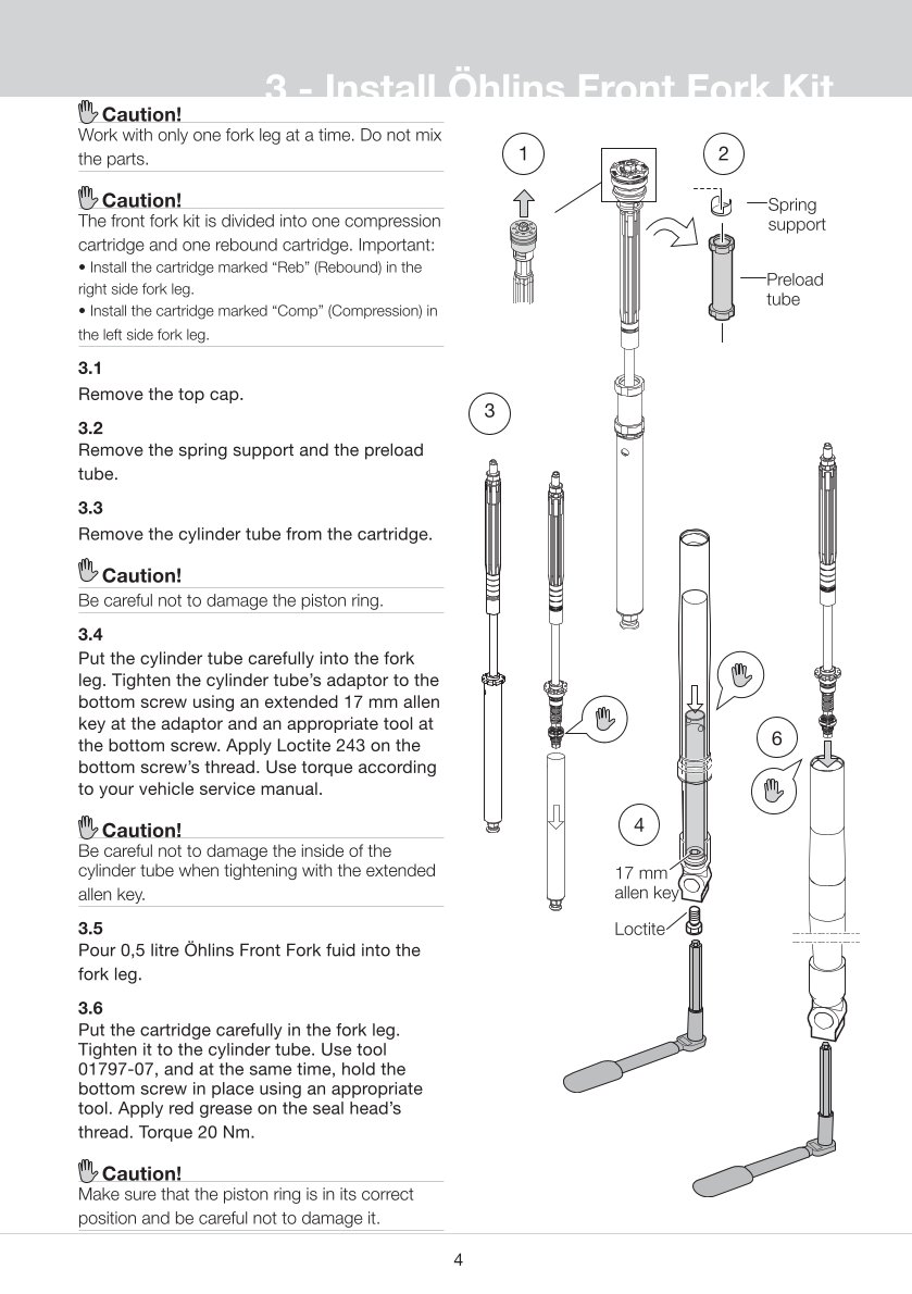 สปริงโช้คหน้า Ohlins FGK204 For Honda CBR600RR 2007-2012