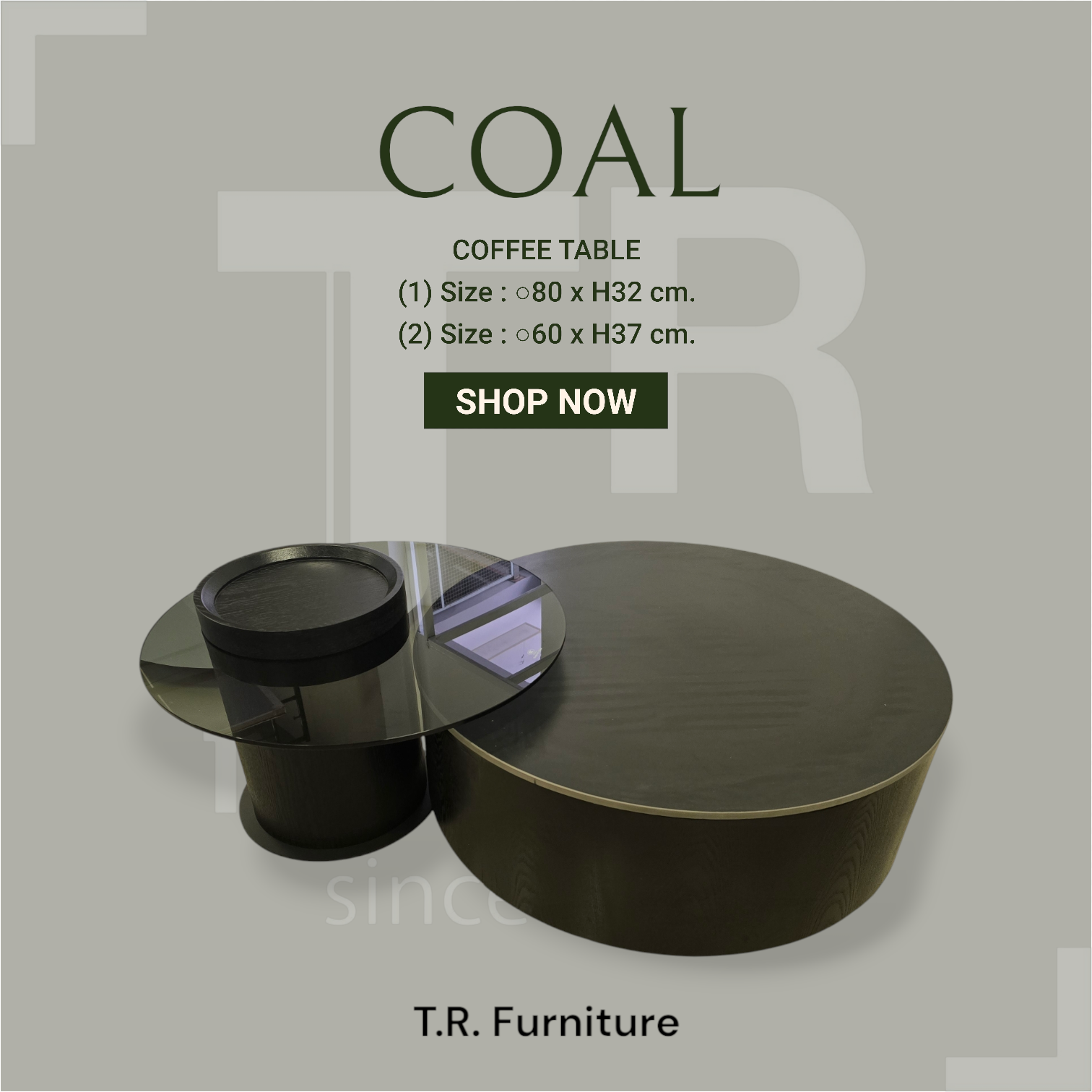 โต๊ะกลาง รุ่น Coal สีดำ 1 ชุด = 2 ตัว