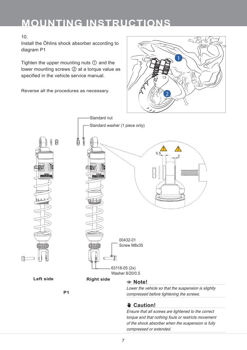 โช๊คหลังแต่ง Ohlins HO945 For Honda ADV 150 ปี 2019-2021