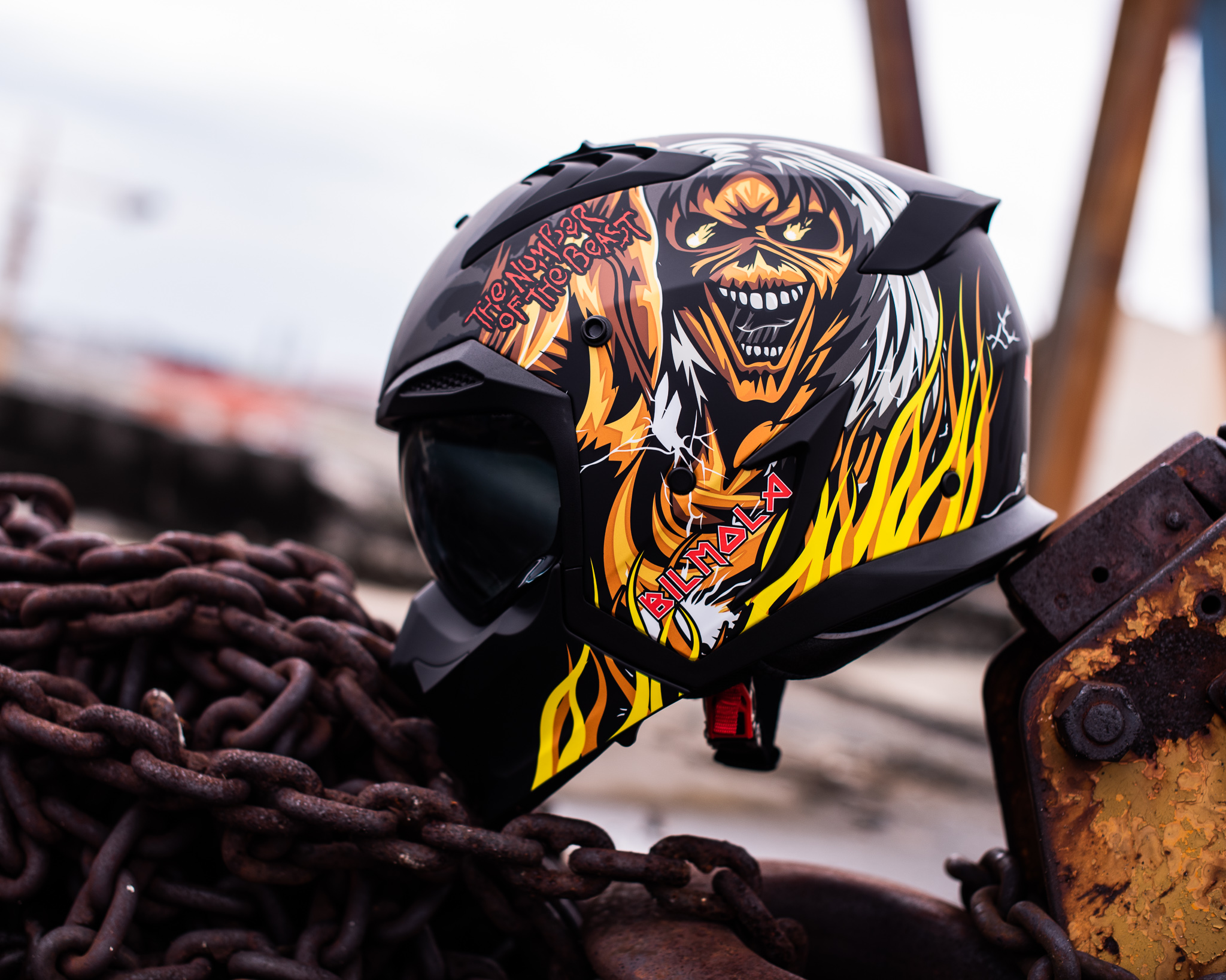 หมวกกันน็อคเต็มใบ Bilmola รุ่น SPIKER Iron Maiden LIMITED EDITION The Number of The Beast Back