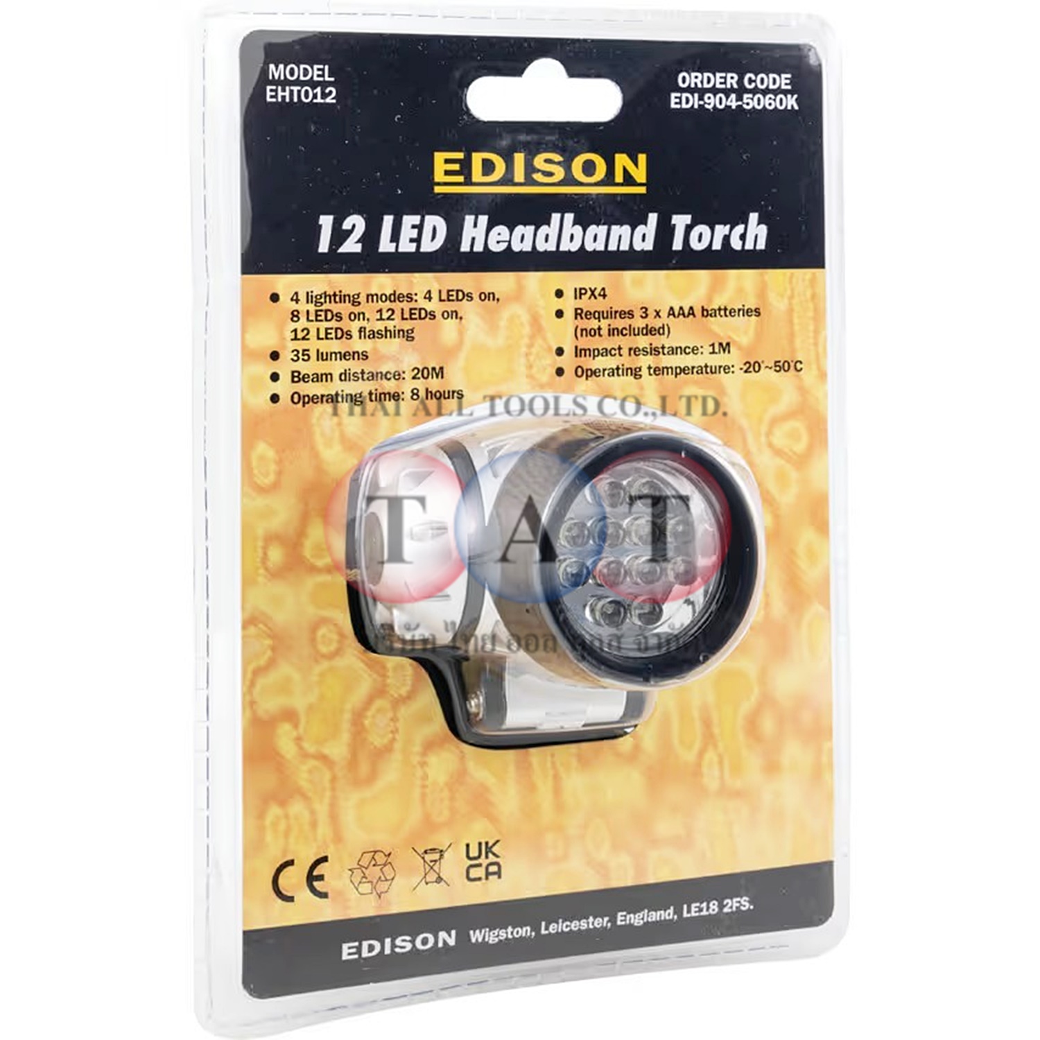 ไฟฉาย Edison.EHT012 - Four Mode 12 LED Headband Torch. EDI9045060K
