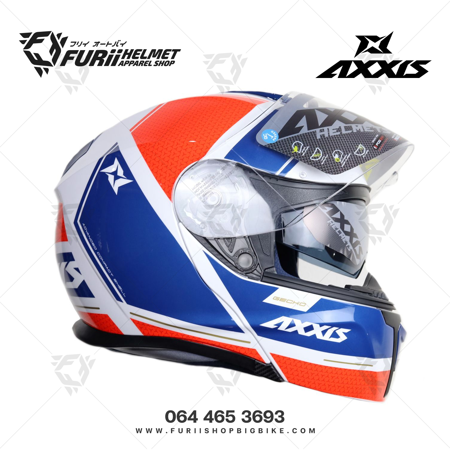 หมวกกันน็อคยกคาง AXXIS Gecko Modlar Bobs D5 Red Purple (สีเงิน)