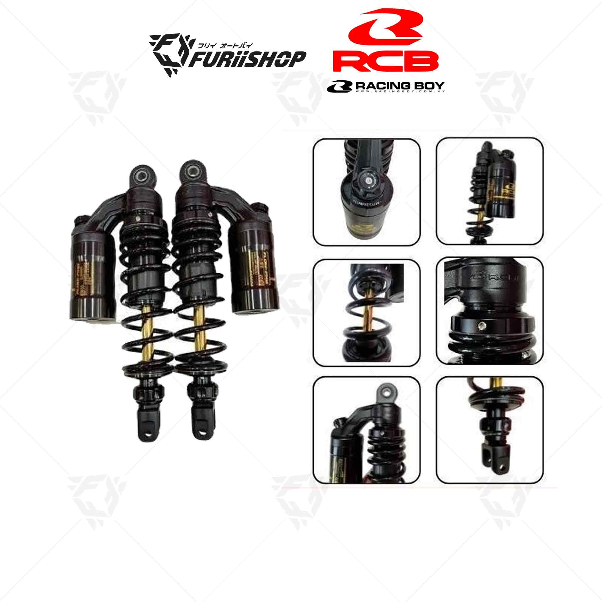 โช๊ค RCB Flow Pro สีดำ For Aerox115/N-Max 305mm