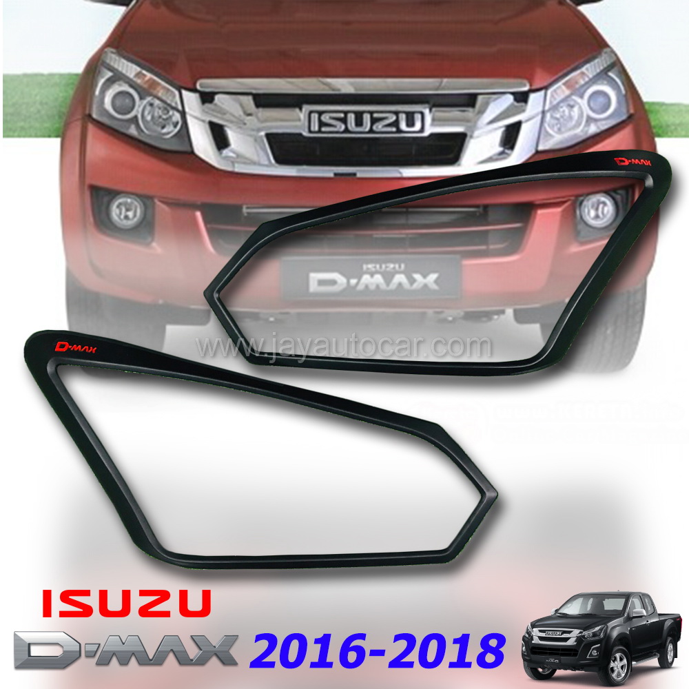 ฝาครอบไฟหน้า ครอบไฟหน้ารถกะบะ Isuzu D-Max 2016-2018 สีดำด้าน โลโก้ Dmax แดง สำหรับ รถกะบะ อีซูซุ ดีแม็กซ์ 2016-2018