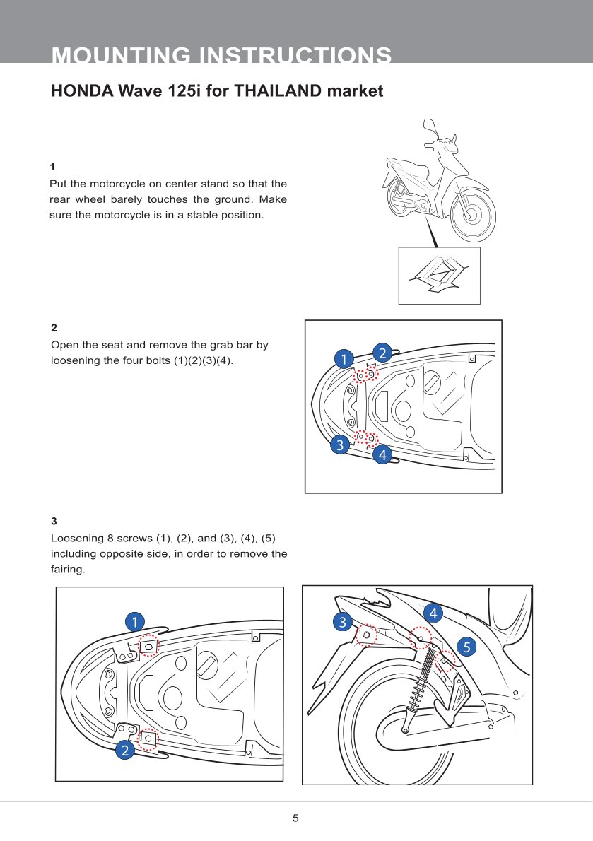 โช๊คหลังแต่ง Ohlins HO647 For Honda Wave 110i VN / Wave 125i TH ปี 2015-2022