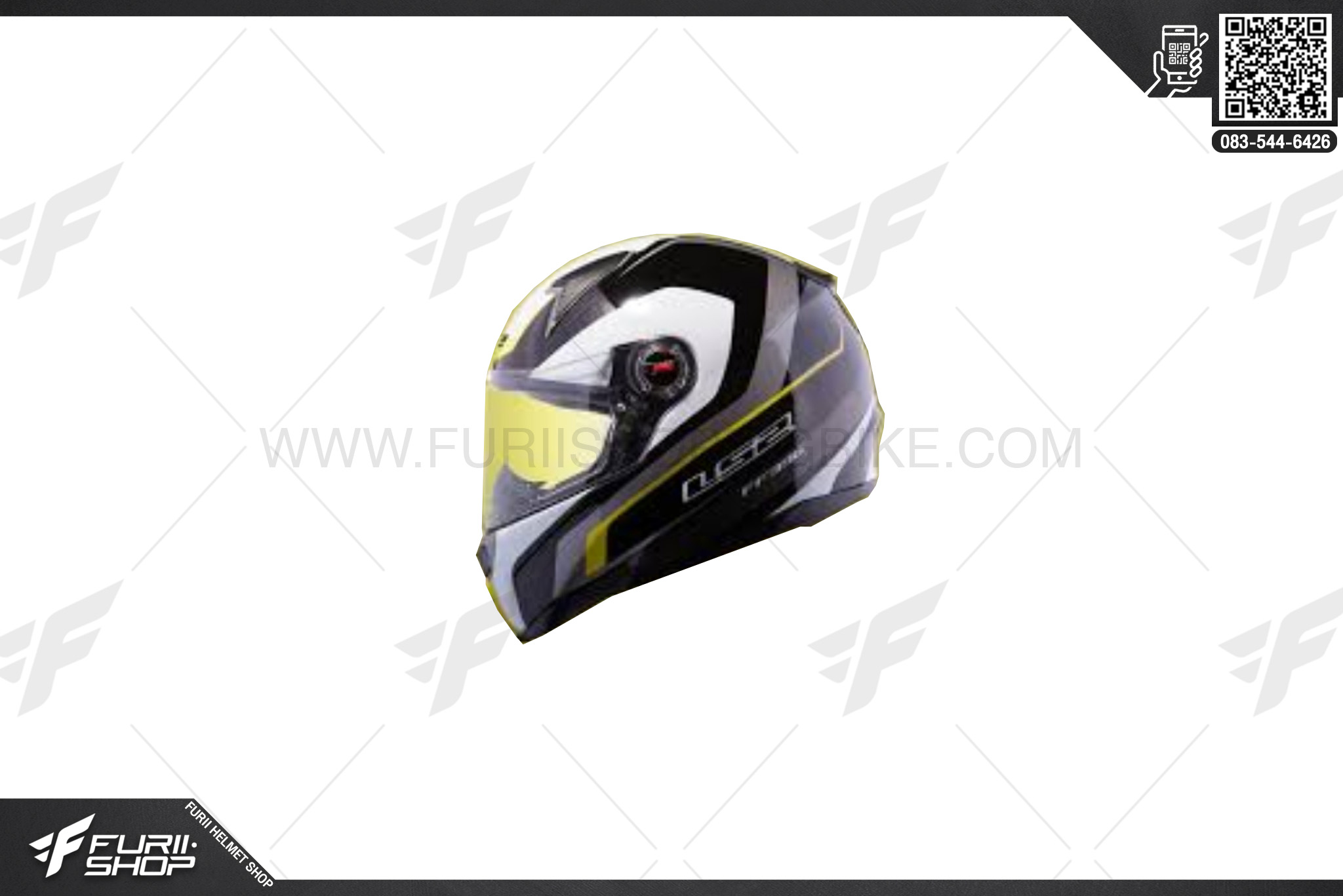 หมวกกันน็อค LS2 FF396 FT2 FORZA R BLACK HI-VIS YELLOW