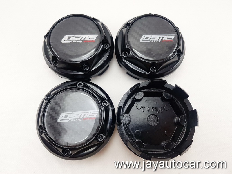ฝาล้อรถยนต์ แม็กแต่ง ขนาด 73.5 มิล สำหรับ ล้อแม็ก โลโก้ COSMIS RACING WHEELS สีดำ 1ชุด 4ชิ้น สวยดุดัน 73mm.