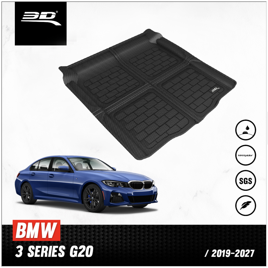 ถาดปูท้ายรถยนต์ BMW ยี่ห้อ 3D / BMW 3series G20 G28**320d, 330i Li**