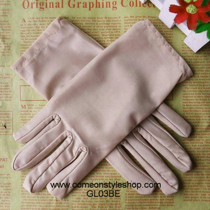 ถุงมือผ้าซาตินแบบสั้น ถุงมือออกงาน การแสดง แต่งงาน คอสเพลย์ Satin Short Gloves