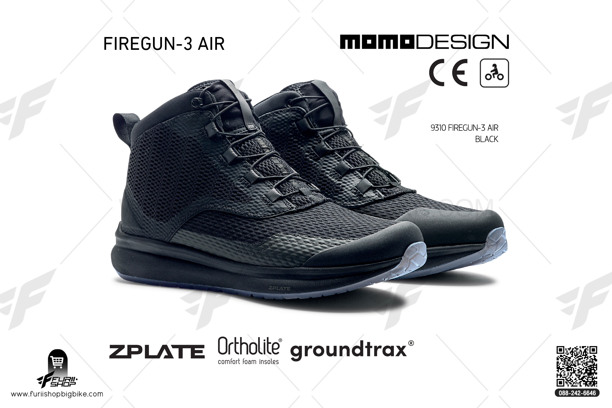 รองเท้า MOMO Design 9310 FIREGUN-3 AIR BLACK