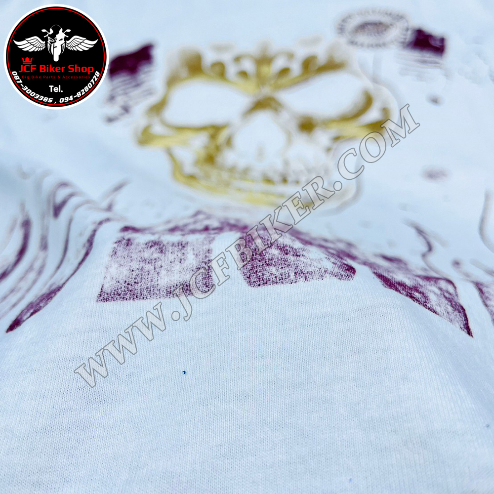 เสื้อยืดแขนสั้น H-D ลายกระโหลกตา ขาว S,M