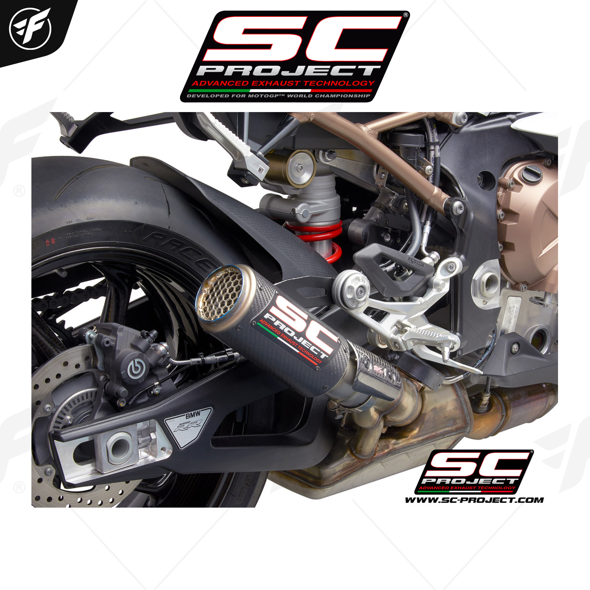 BMW S 1000 RR (2015 - 2016) Conic Muffler, with Carbon fiber end cap