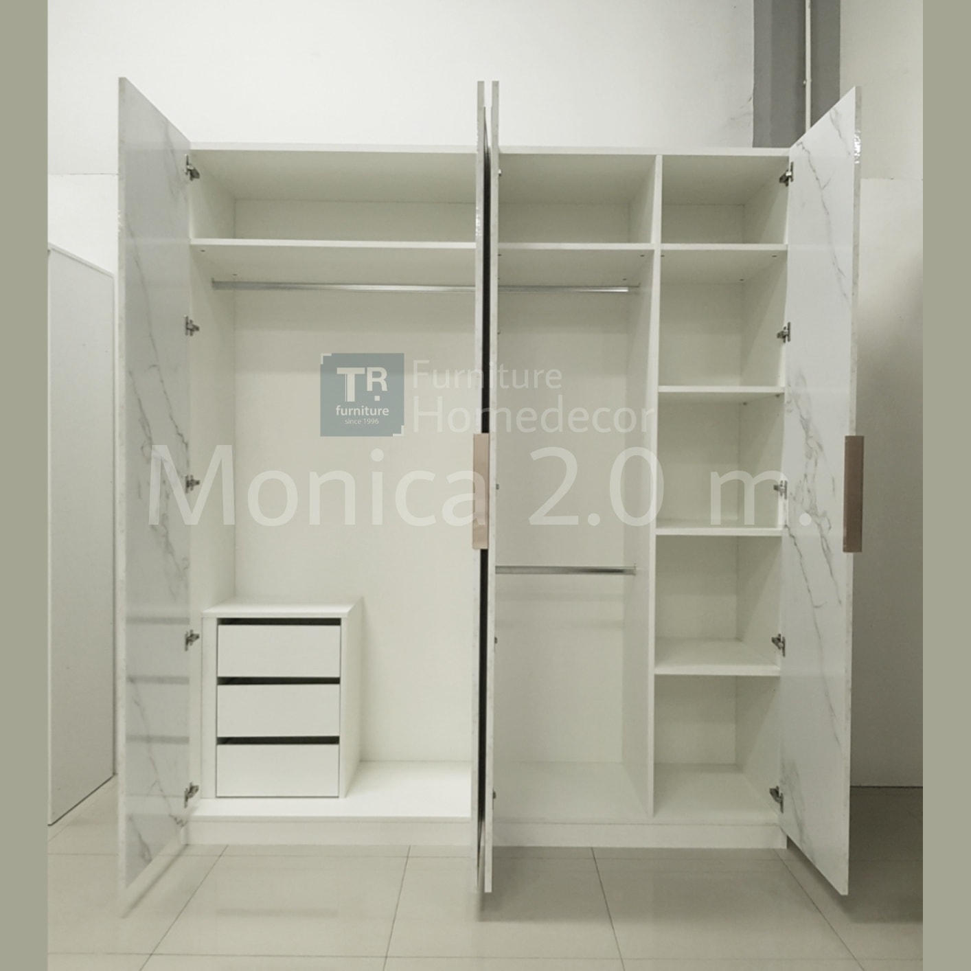 ตู้เสื้อผ้า 4 ประตู ขนาด 2 เมตร รุ่น Monica