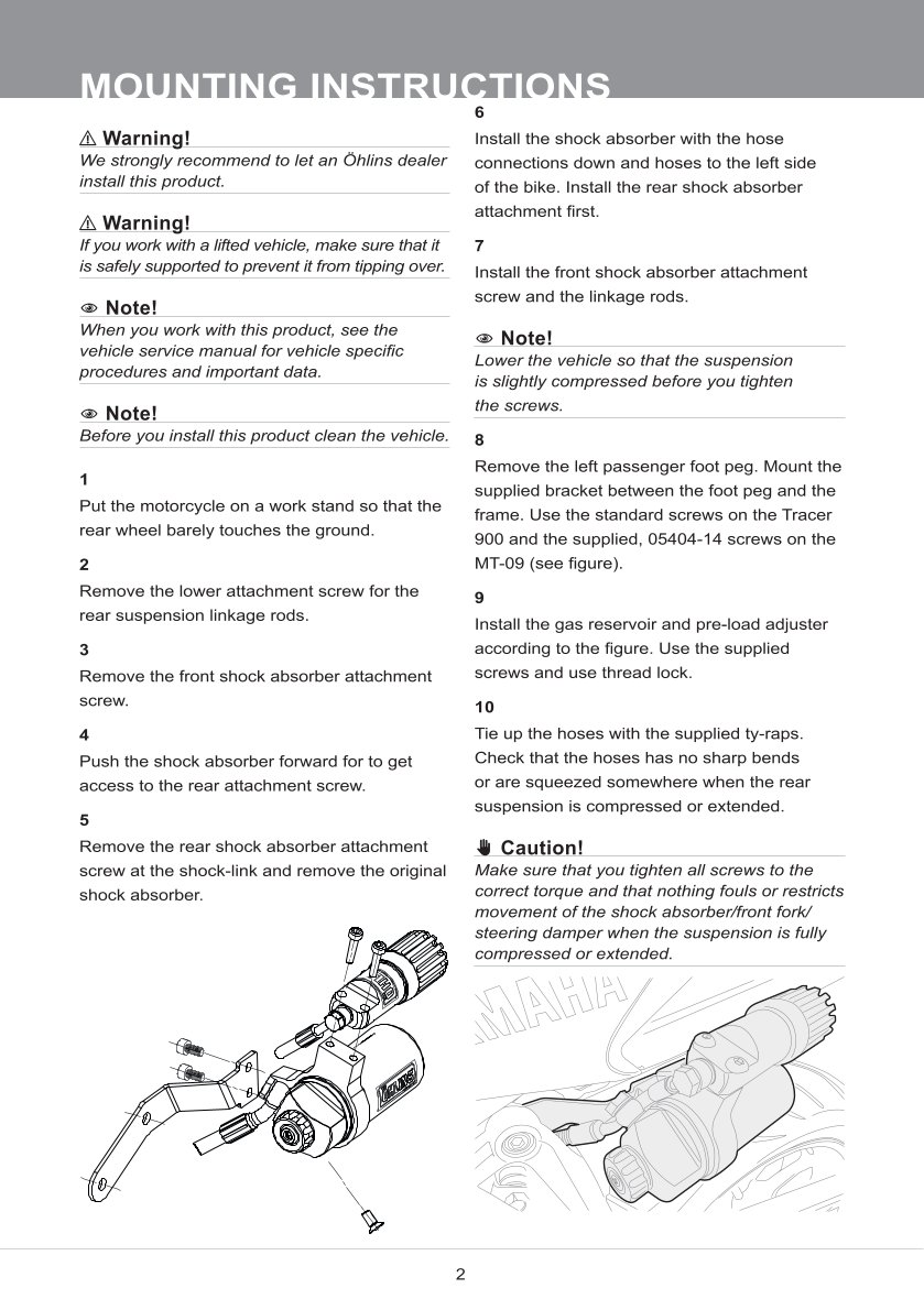 โช๊คหลัง OHLINS YA535 FOR YAMAHA MT09 มี SUBTANK