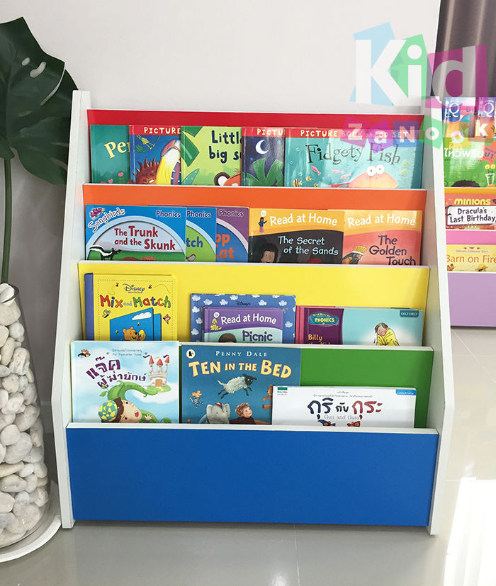 ชั้นวางหนังสือ ชั้นวางหนังสือเด็ก ชั้นวางหนังสือโชว์ปก สีเรนโบว์