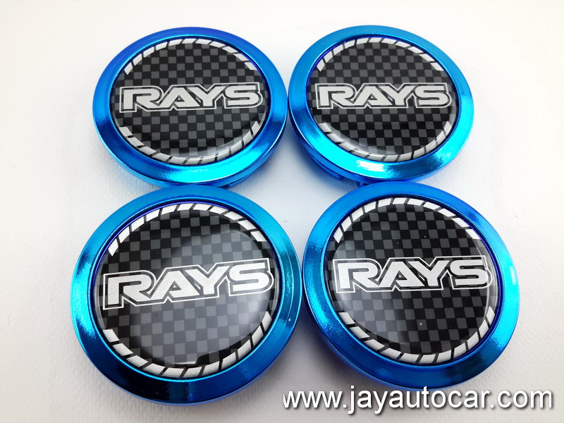 ฝาล้อรถยนต์ สำหรับ ล้อแม็ก สติ๊กเกอร์ RAYS น้ำเงิน ขนาด 58 มิล 1ชุด 4ชิ้น
